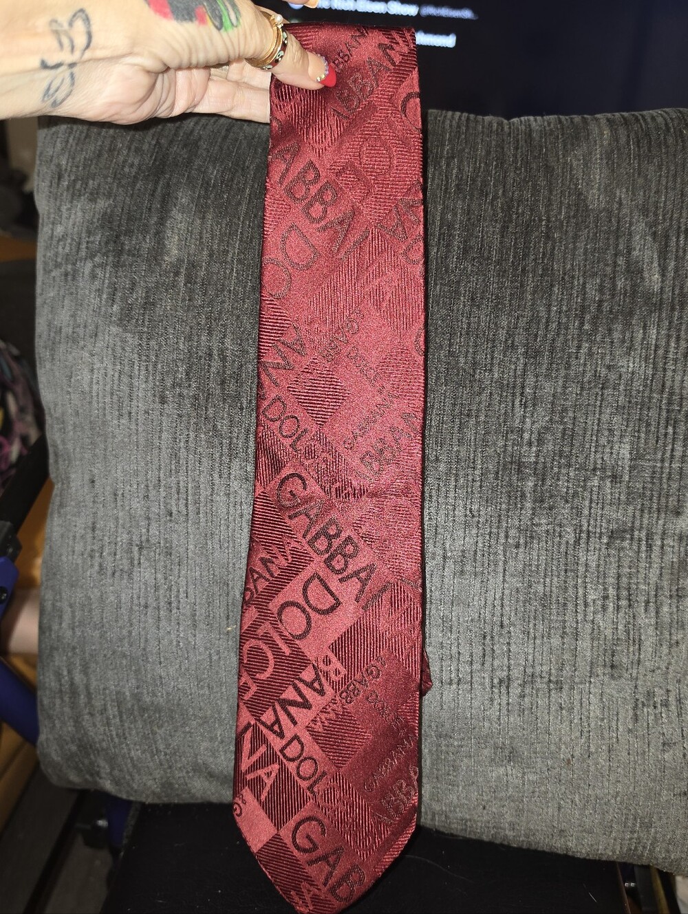 Dolce & Gabbana Wine Red Logo Jacquard Tie